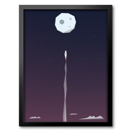 Obraz w ramie Rakieta lecąca na księżyc