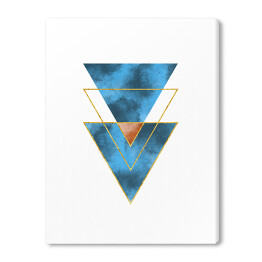 Obraz na płótnie Ciemne niebieskie złote i brązowe trójkąty na białym tle