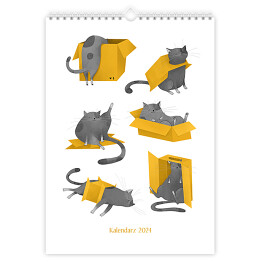 Kalendarz 13-stronicowy Kalendarz z kotami i kartonami