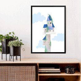 Obraz w ramie Bajkowy śliczny zamek wśród chmur