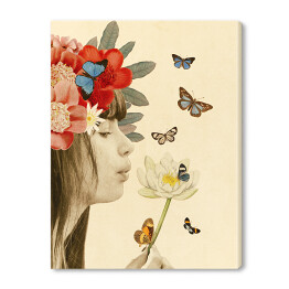 Dziewczyna z wiankiem i motylami