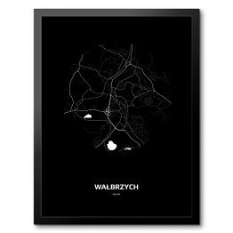 Mapa Wałbrzycha w kole czarno-biała