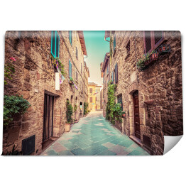 Fototapeta winylowa zmywalna Wąska ulica w starym włoskim miasteczku Pienza, Toskania, Włochy