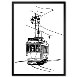 Plakat w ramie Stary tramwaj w Lizbonie