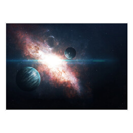 Plakat samoprzylepny Planety nad mgławicami w kosmosie