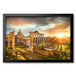 Obraz w ramie Ruiny Romańskiego Forum w Rzymie podczas wschodu słońca