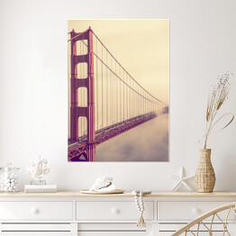 Plakat Golden Gate znikający we mgle
