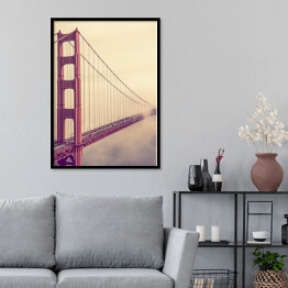 Plakat w ramie Golden Gate znikający we mgle