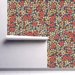 Tapeta winylowa zmywalna w rolce Elegancki kolorowy wzór z jesiennych liści