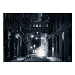 Plakat samoprzylepny Mroczna uliczka w Nowym Jorku nocą