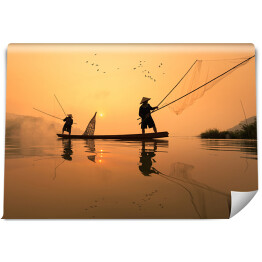 Fototapeta winylowa zmywalna Łowienie ryb w rzece Mekong o poranku, Tajlandia