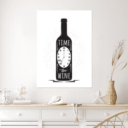 Plakat Butelka wina z zegarem