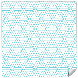 Tapeta winylowa zmywalna w rolce Trójkąty rozdzielone liniami - błękitno biały deseń