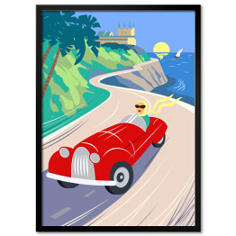 Plakat w ramie Riviera Francuska - nadmorska droga