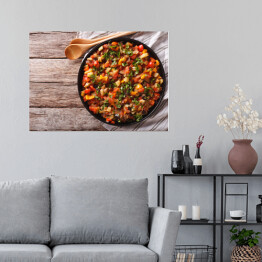 Plakat samoprzylepny Warzywa na parze - bakłażan, papryka, pomidory, cukinia, cebula 