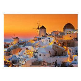 Plakat samoprzylepny Złocisty zachód słońca nad Santorini