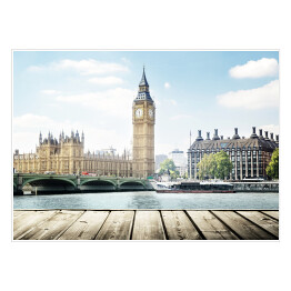 Plakat samoprzylepny Widok z pomostu na Big Bena, Londyn, Wielka Brytania