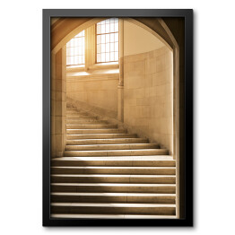 Obraz w ramie Światło świecące przez okno na kamienne schody 