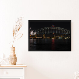 Obraz w ramie Sydney Opera House i Harbour Bridge w nocy