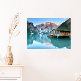 Plakat Krajobraz z jeziorem Dolomitach