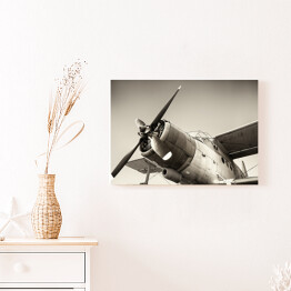 Obraz na płótnie Szara ilustracja - stary samolot