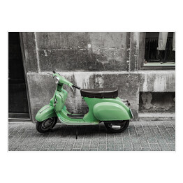 Plakat Zielony skuter w stylu retro