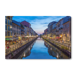 Obraz na płótnie Kanał Naviglio Grande w godzinach wieczornych, Mediolan, Włochy