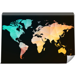 Fototapeta samoprzylepna Pastelowa mapa świata na czarnym tle