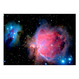 Plakat Astronomia w różowym i niebieskim kolorze na ciemnym tle