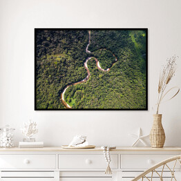 Plakat w ramie Odgórny widok na rzekę w tropikalnym lesie deszczowym, Brazylia