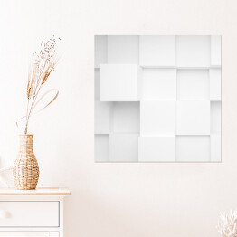 Plakat samoprzylepny Geometryczne białe bloki 3D