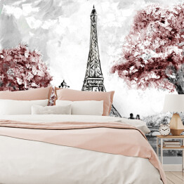 Fototapeta winylowa zmywalna Obraz olejny - widok na ulicę Paryża