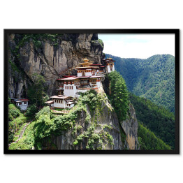 Plakat w ramie Taksang w Paro, Bhutan