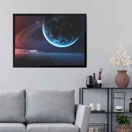 Obraz w ramie Planety w przestrzeni, mgławicy i gwiazdach