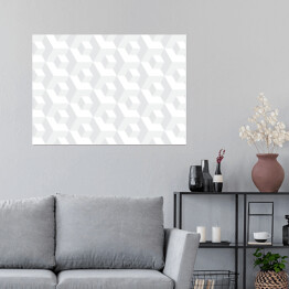 Plakat Biało szare wypukłe sześciokąty foremne - efekt 3D