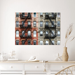 Plakat Stare budynki z cegły na Manhattanie