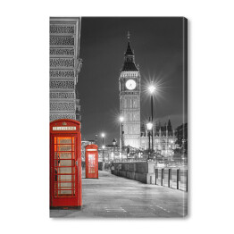Obraz na płótnie Czerwone budki telefoniczne w Londynie w nocy