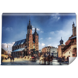 Fototapeta samoprzylepna Rynek i kościół Mariacki w Krakowie 