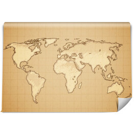Fototapeta Mapa swiata w stylu vintage na kartce w kratkę
