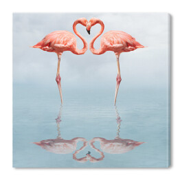 Obraz na płótnie Dwa zakochane flamingi