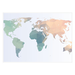 Plakat samoprzylepny Mapa świata w pastelowych kolorach