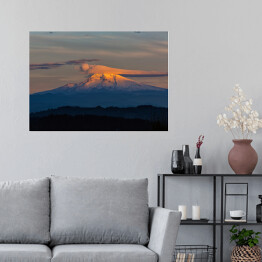 Plakat Złociste chmury nad Mount Hood