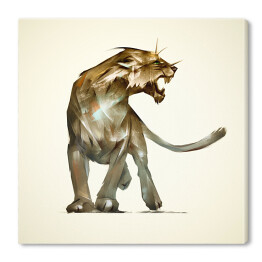 Obraz na płótnie Drapieżna lwica na beżowym tle