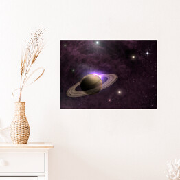 Plakat samoprzylepny Planeta Saturn na tle gwiazd
