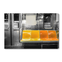 Obraz na płótnie Wnętrze metra w Nowym Jorku z kolorowymi siedzeniami