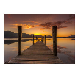 Plakat Zachód słońca nad jeziorem