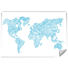 Fototapeta Błękitny szkic mapy świata