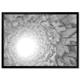 Plakat w ramie Jasny tunel 3D o nierównych ścianach