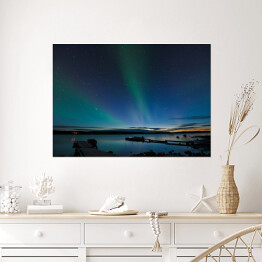 Plakat Zorza polarna nad jeziorem