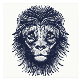 Plakat samoprzylepny Realistyczny portret lwa w odcieniach szarości